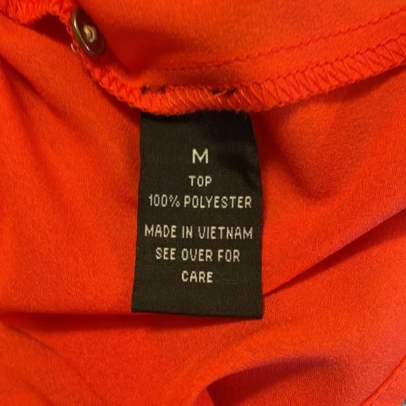 Orange Ruffled Chest Tank / Sleeveless Blouse, Size Medium by B Wear - Picture 6 of 7